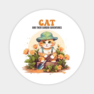 Cat  and their garden adventures Magnet